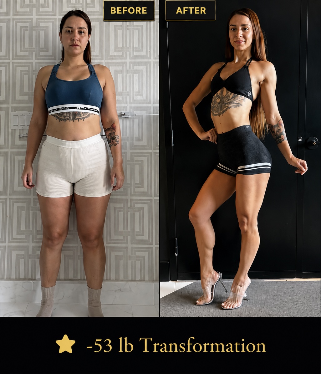 Before and after transformation, 53 lb weight loss